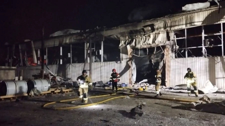 Russian drone attack on Poltava Oblast causes fire covering 2,500 sq m – photos