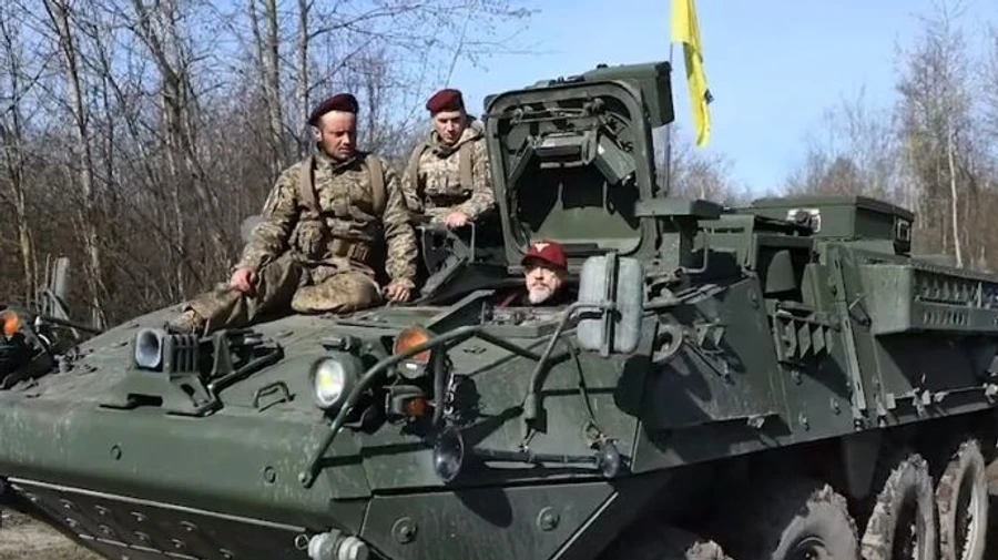 Ukraine's Defence Minister test drives US-made Stryker and Cougar armoured vehicles