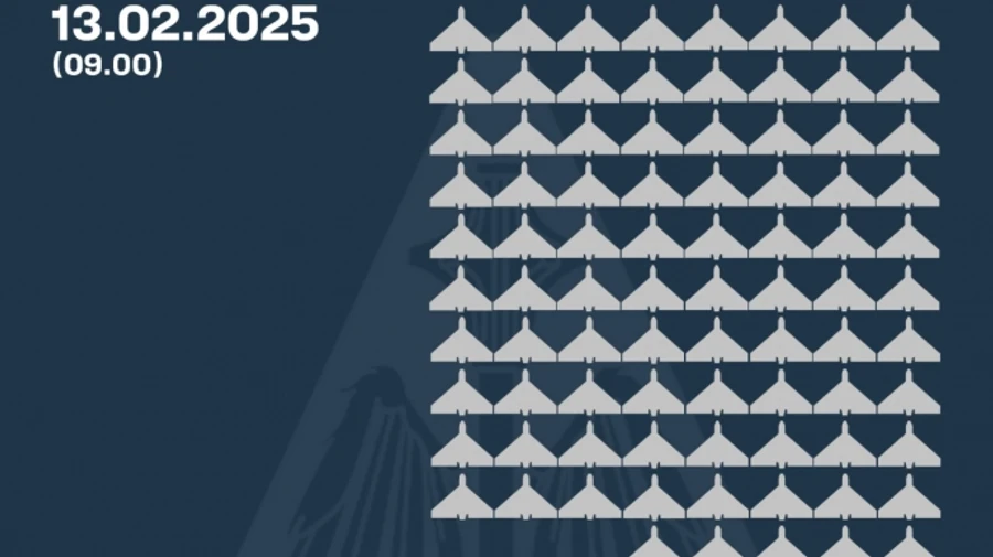 В ночь на 13 февраля РФ атаковала 140 дронами: 85 из них ПВО сбила в 10 областях