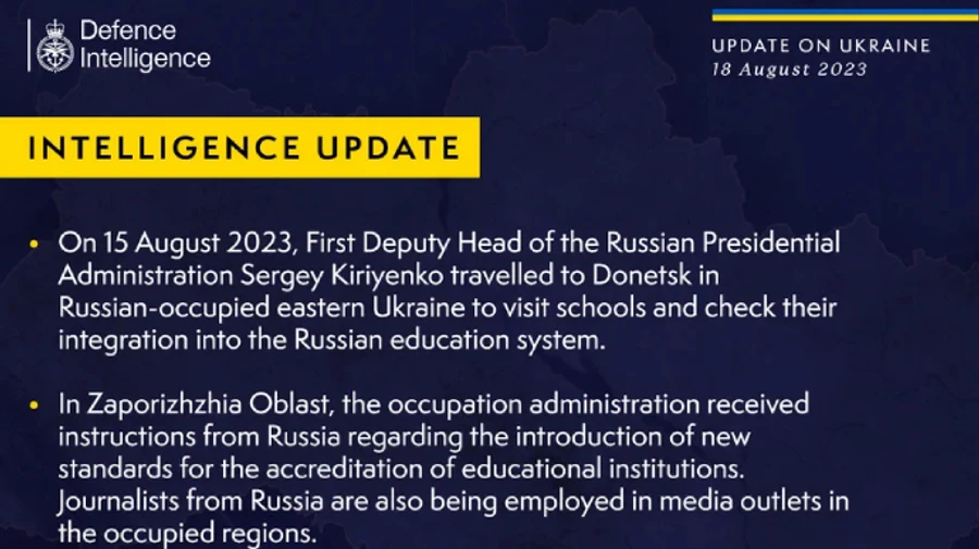 UK intelligence reports on how Russia sets its own information space in occupied territories of Ukraine