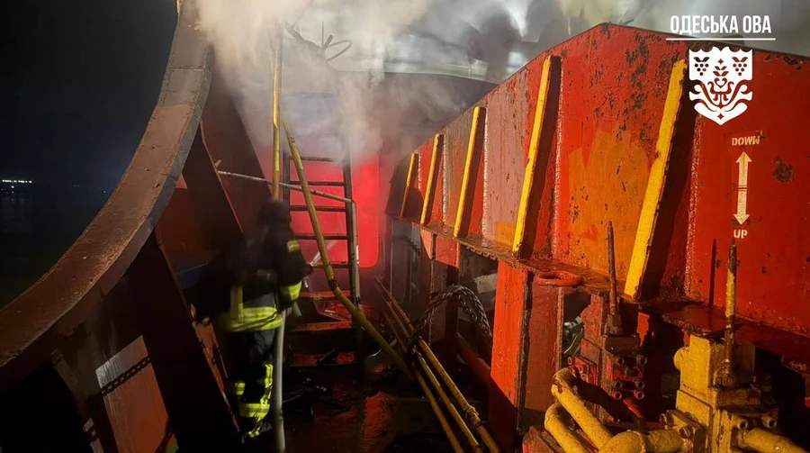 Russian overnight attack on Odesa Oblast damages cargo ship