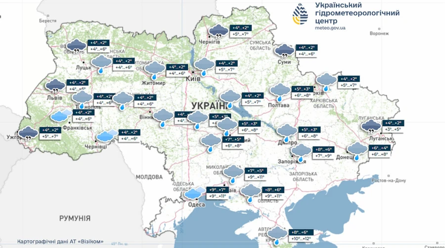 On Tuesday, it will rain in Ukraine, in the future - no precipitation
