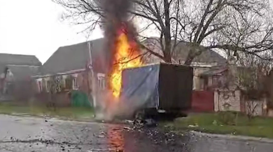 Russian FPV drone hits civilian van in Kharkiv Oblast, killing driver