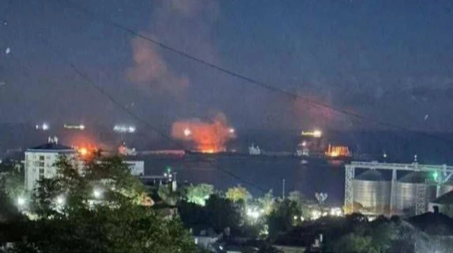 Russia reported an attack by naval drones on the port in Tuapse