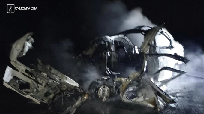 Russian drone hits civilian car in Sumy Oblast: boy and his father injured