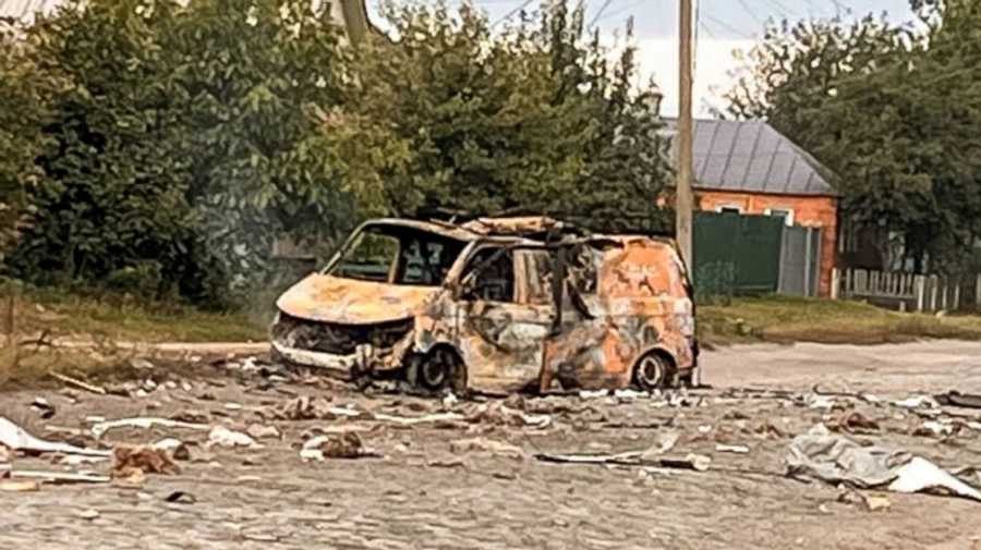 Russian drone hits gas service vehicle in Sumy Oblast, completely destroying it – photos