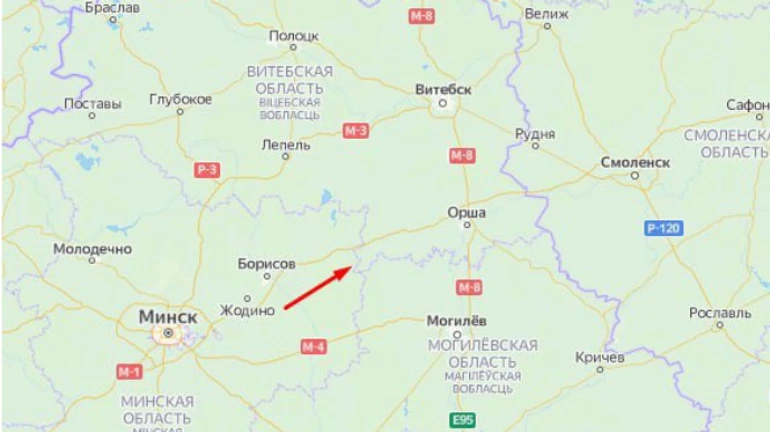 One hundred units of Russian equipment spotted in Belarus travelling towards Moscow