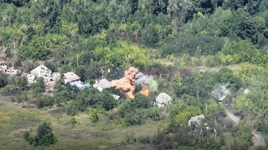 Soldiers of the Azov Regiment show how they destroyed a Russian ammunition depot and military equipment in the Kharkiv region
