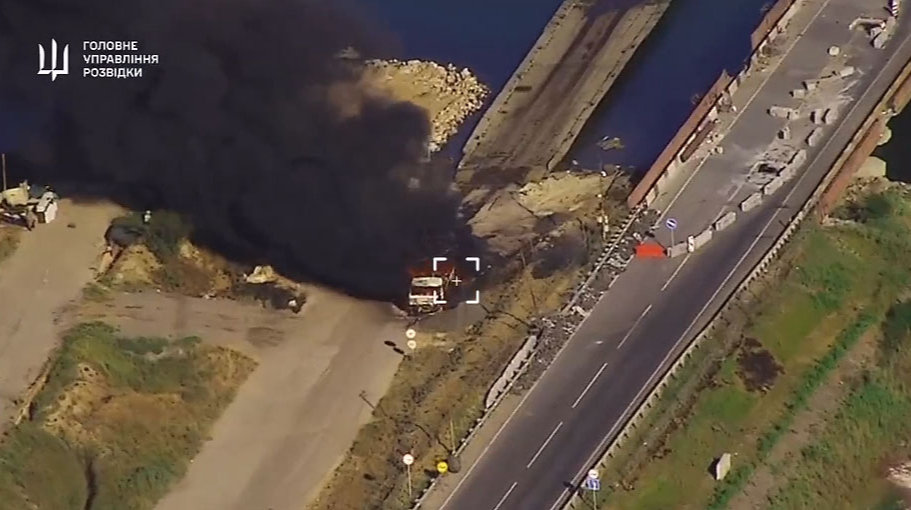 Ukrainian intelligence agency releases footage of new strikes on Russian military equipment near Chonhar
