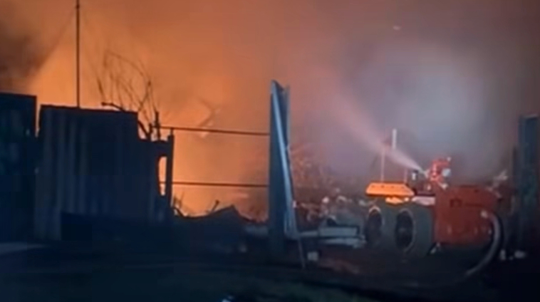 Azov troops use robot for first time to extinguish fire after Russian strike