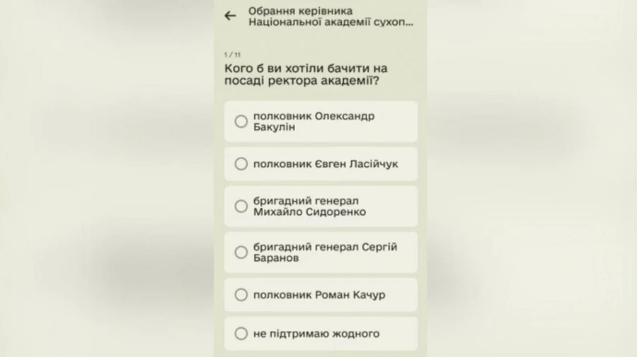 Зеленский: В голосовании за руководителя академии Сухопутных войск уже 2 тысячи голосов