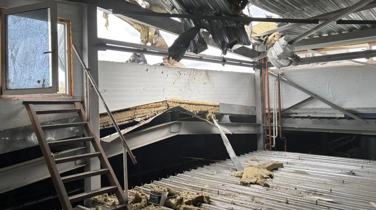 Russian drone hits meat processing plant in Kharkiv Oblast