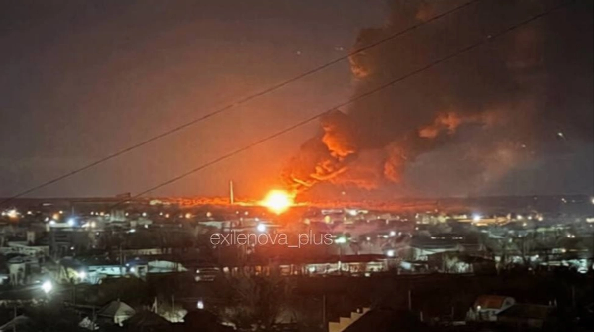 Ukrainian drones hit Russian oil depot in occupied Luhansk overnight – video