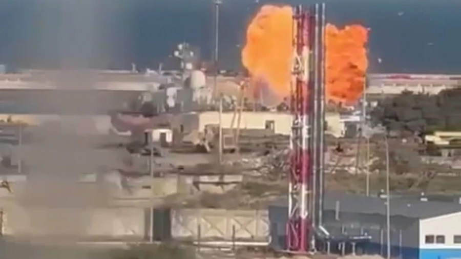 Ukrainian drones strike Russian ships in Caspian Sea for first time – video