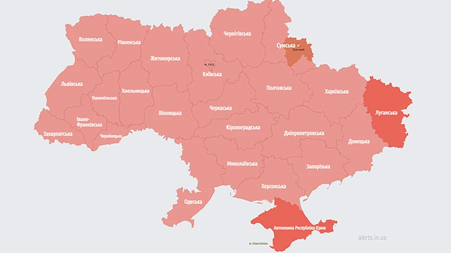 В Украине воздушная тревога продолжалась 2 часа 