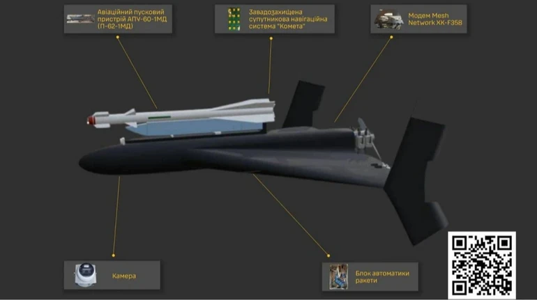 ГУР показало российскую Герань с ракетой против украинских самолетов