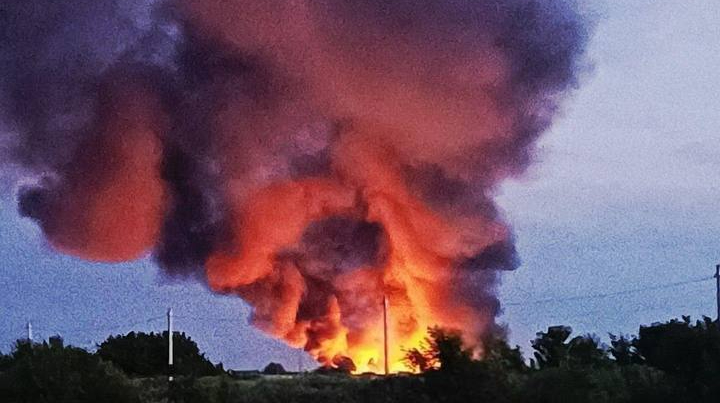 Oil depot and military warehouses on fire in Russia after drone attack – photos, videos