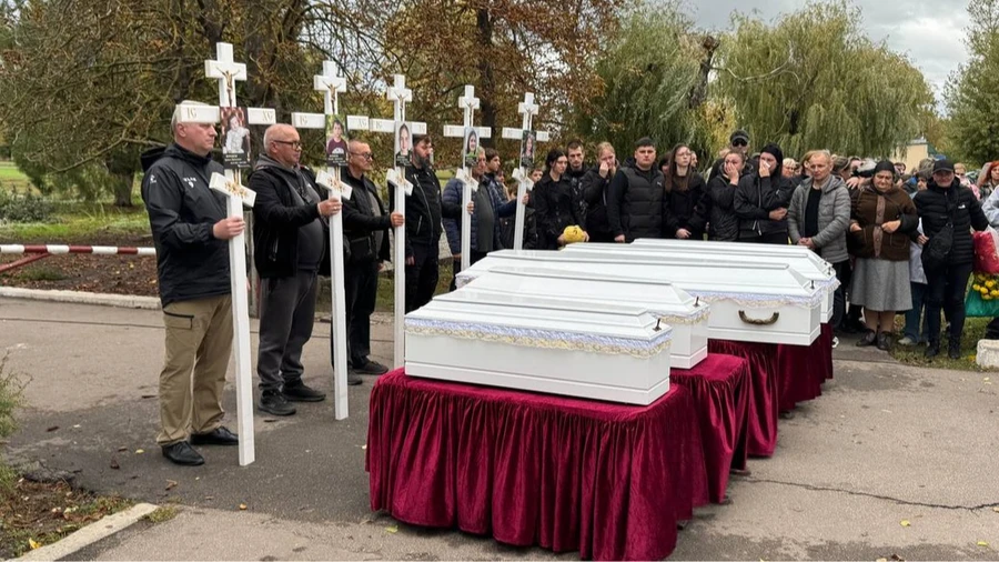Five children from same family killed in Russian missile strike laid to rest in Dnipropetrovsk Oblast
