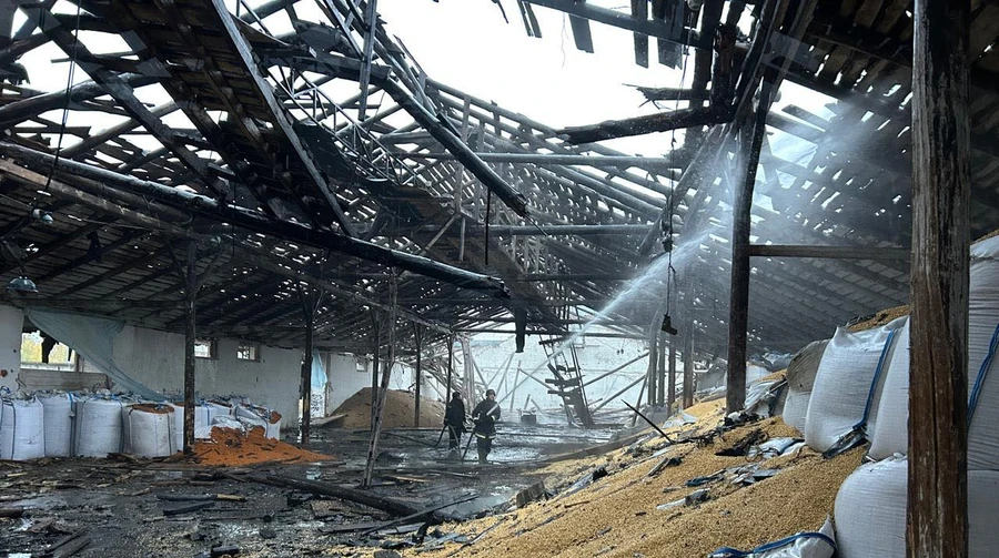 Russian drones hit grain storage facility in Chernihiv Oblast