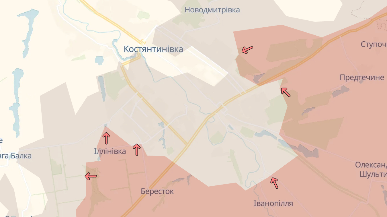 DeepState: РФ просунулась поблизу Костянтинівки