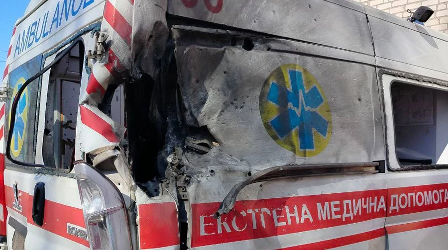Driver and doctor injured as Russian FPV drone attack hits ambulance in Mykolaiv Oblast