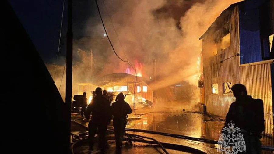 Large warehouse said to contain soldiers' uniforms burns down in Russia's Rostov-on-Don