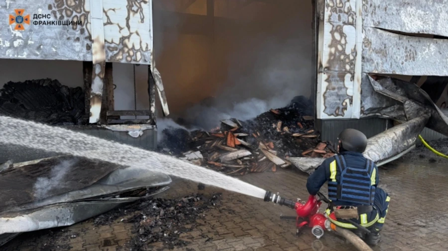 Firefighters spent whole day putting out fire in Ivano-Frankivsk Oblast after Russian strike – photos