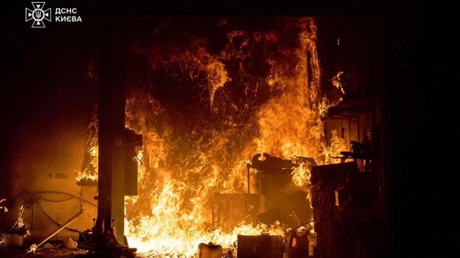 Russian drone attack on Kyiv: warehouses, garages, service station, restaurant and business centre on fire – photos