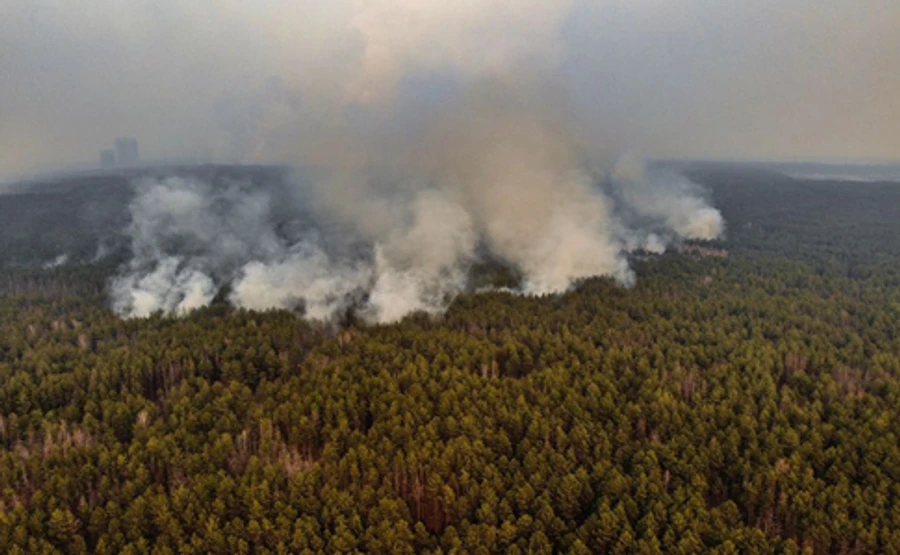 Загрязненный пожарами воздух из Чернобыльской зоны понесет на юг