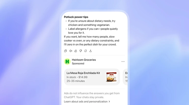 OpenAI начала тестировать рекламу в ChatGPT