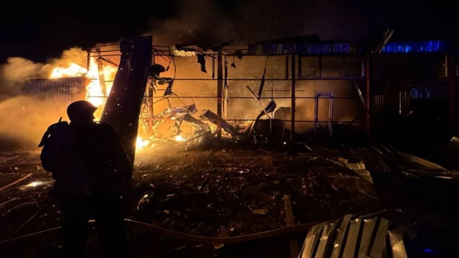 Warehouses burn in two districts in Kyiv Oblast due to Russian drone attack – photos, video