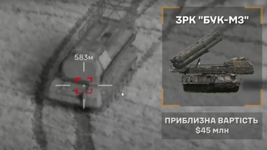 Ukrainian reconnaissance troops post video of latest Russian Buk-M3 air defence system being destroyed