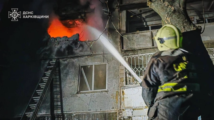 Shahed drone hits a high-rise building in Kharkiv: fire breaks out – photos
