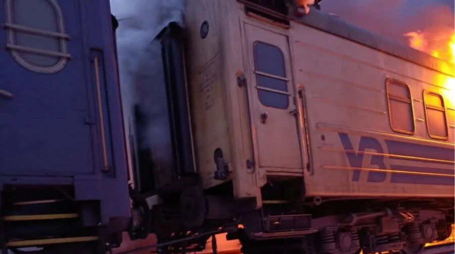 Shakhed-type drones hit passenger train in Kharkiv Oblast, injuring two