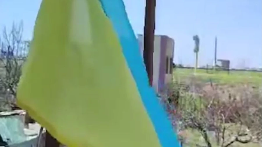 Defenders raise Ukrainian flag near Oleshky on left bank of Kherson Oblast
