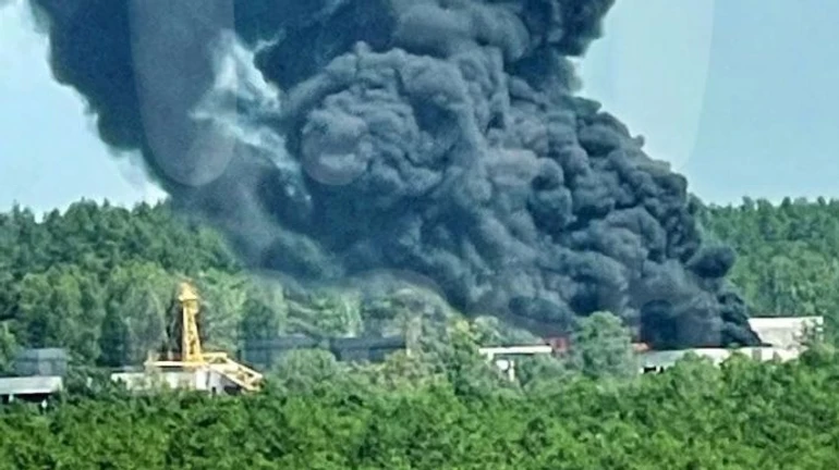 Military hospital under construction in Russian Bryansk on fire 