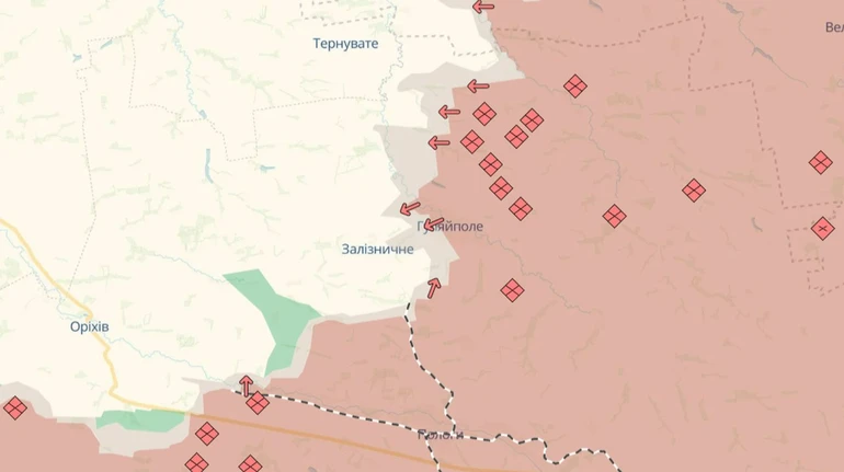 Deepstate: РФ оккупировала Красногорское и продвинулась в Гуляйполе в Запорожской области