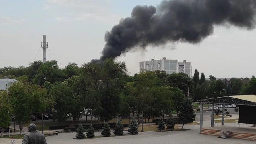 Russian military unit on fire in Stavropol Krai