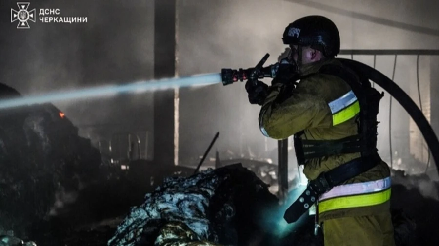 Aftermath of Russian drone attack on Cherkasy shown in Ukrainian emergency workers video