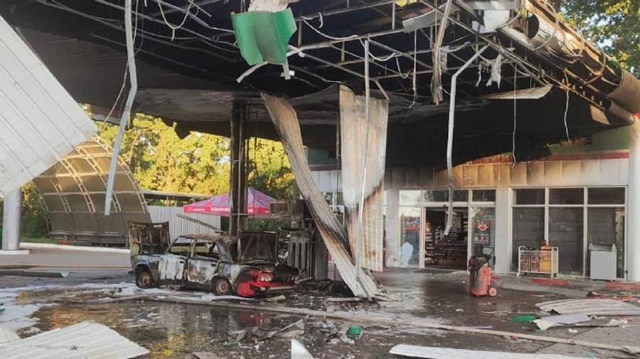 Russians strike petrol station in Sumy Oblast: fire breaks out, driver injured