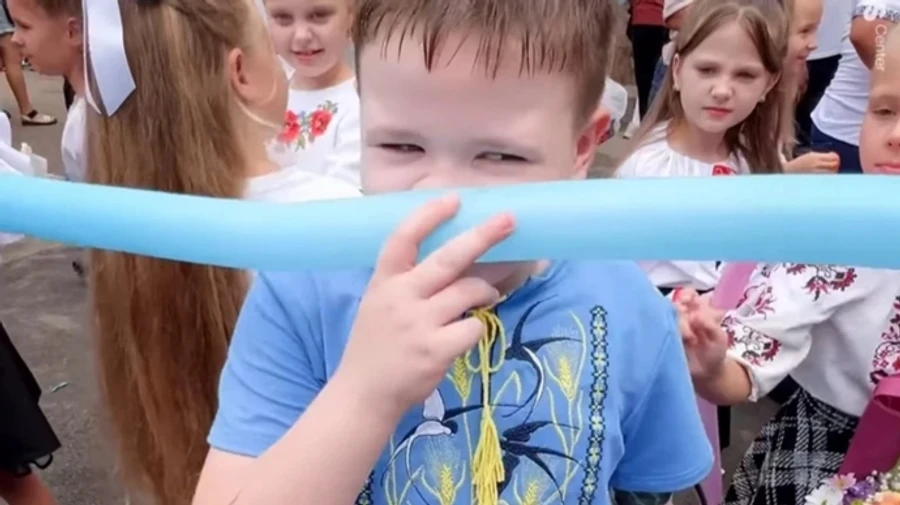 Boy who lost arm in Russian attack returns to school with prosthesis