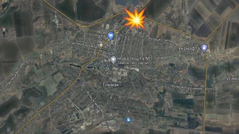 Cluster of Russian military equipment hit in Tokmak 