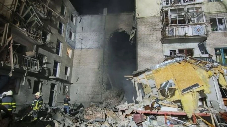 Zelenskyy shares video of Mykolaiv apartment block hit by Russian missile