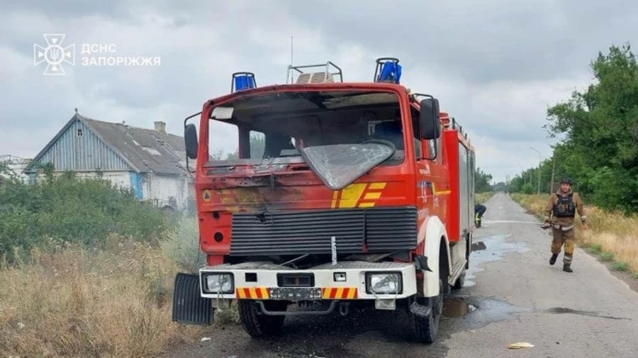 Russian drone targets firefighters in Zaporizhzhia Oblast