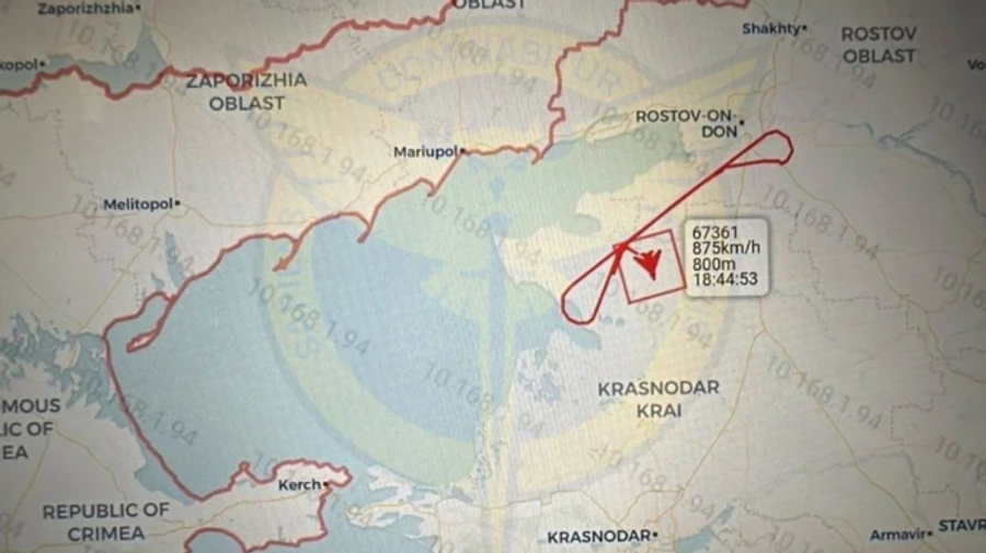 ГУР показало последнюю траекторию полета сбитого А-50