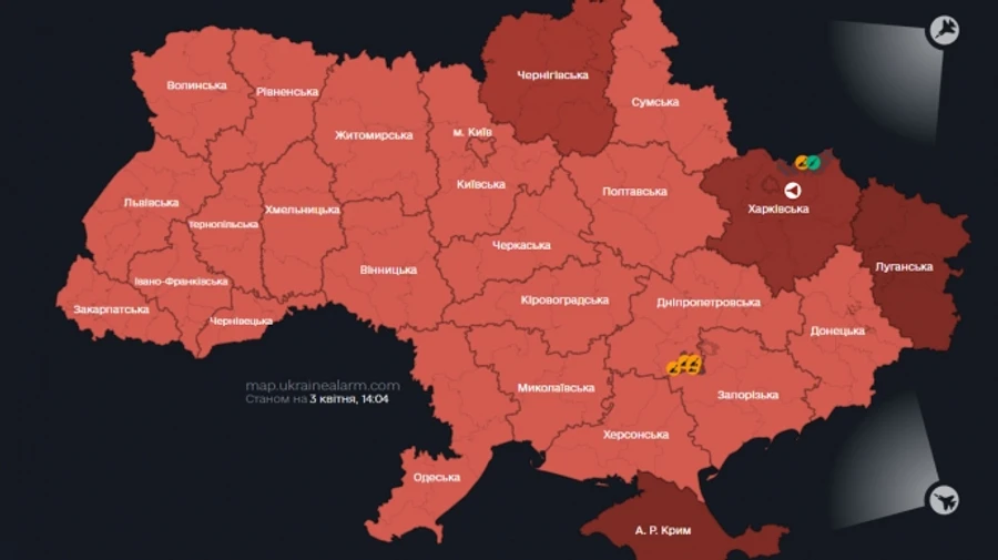 По всей Украине звучала тревога из-за МиГа