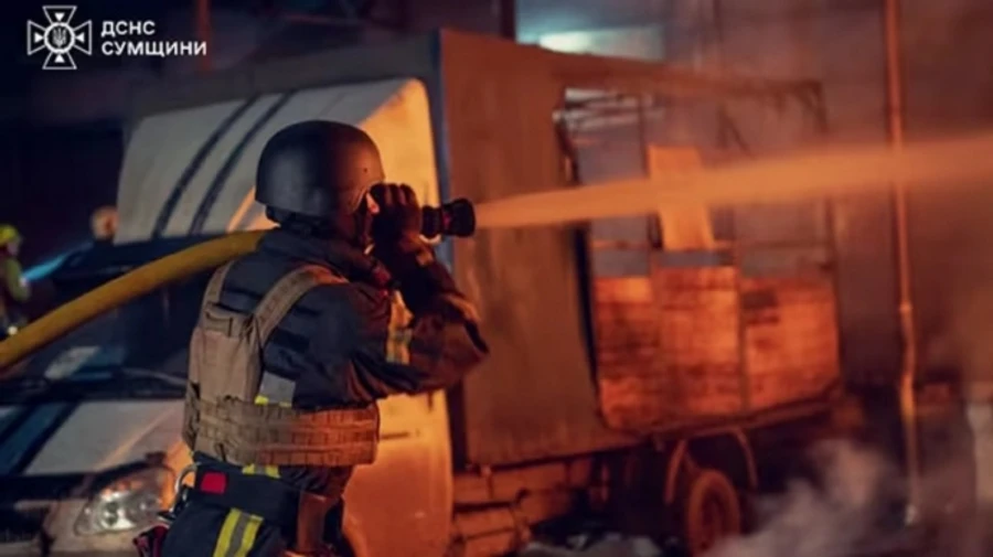 Russians launch drone attack on Sumy, causing fire