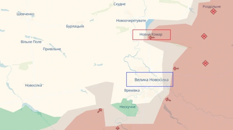 Ukrainian forces destroy Russian armoured vehicle convoy on Vremivka front – video