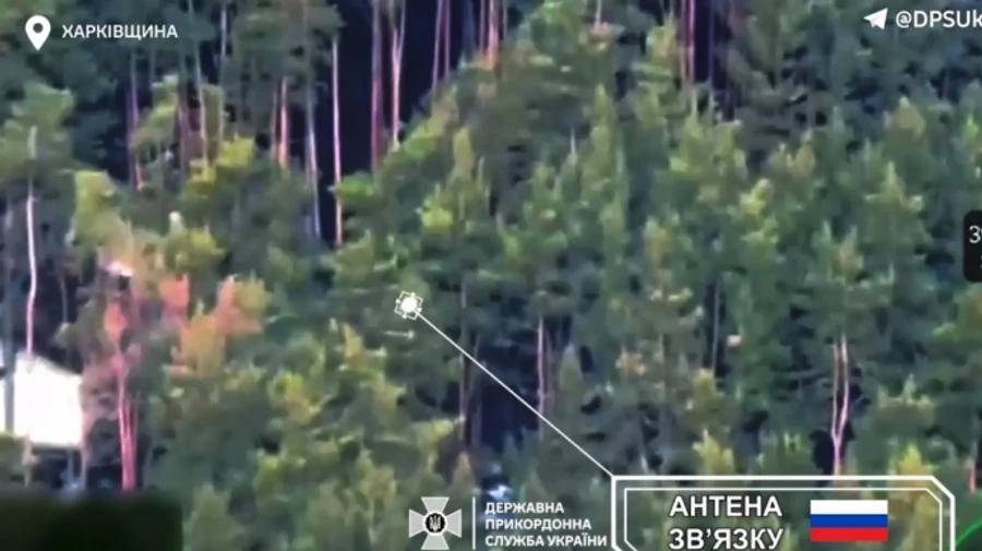 Ukrainian border guards destroy Russian communication antenna disguised in forest – video