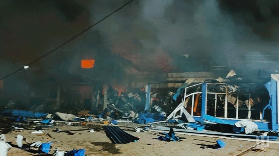 Russian Shahed drones attack warehouses and shop in Mykolaiv Oblast: security guard wounded – photo